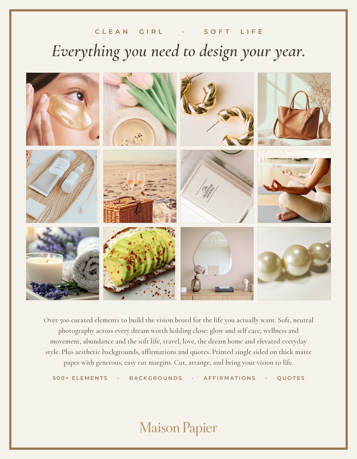Clean Girl Aesthetic Vision Board back cover by Maison Papier
