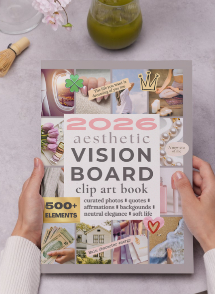 The 2026 Aesthetic Vision Board held in hand